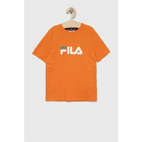 Fila Otroška bombažna kratka majica oranžna barva