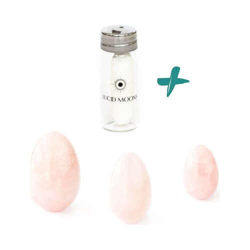 Lucid Moons Yoni Egg Rose Quarz Set Slike