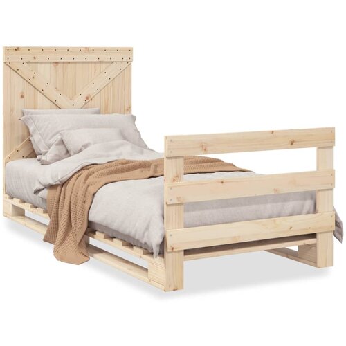vidaXL Posteljni okvir z vzglavjem 90x200 cm trdna borovina Cene