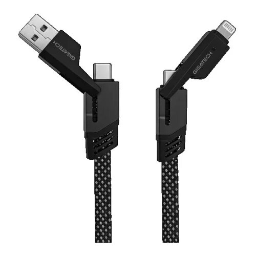  USB + C na C + lightning kabel Gigatech, 2 u 2, 1m, 60W, crno-bijeli Cijene
