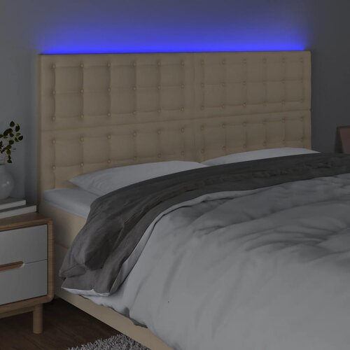  LED uzglavlje krem 200x5x118/128 cm od tkanine Slike