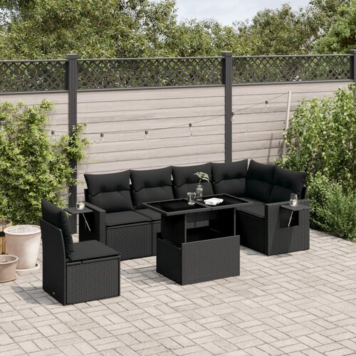 vidaXL 7-dijelni set vrtnih sofa od poliratana s jastucima crni Cijene