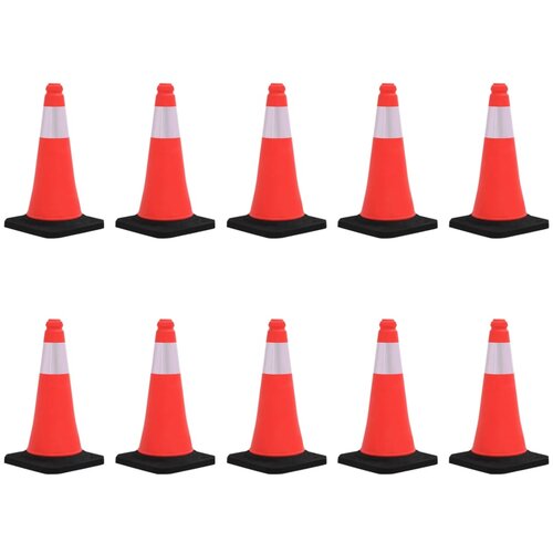 VidaXL Odsevni prometni stožci z močnimi podstavki 10 kosov 50 cm Slike