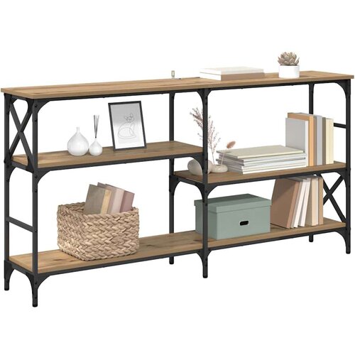 VidaXL Konzolni stol s policom hrast artisan 150 x 29 x 76.5 cm Slike