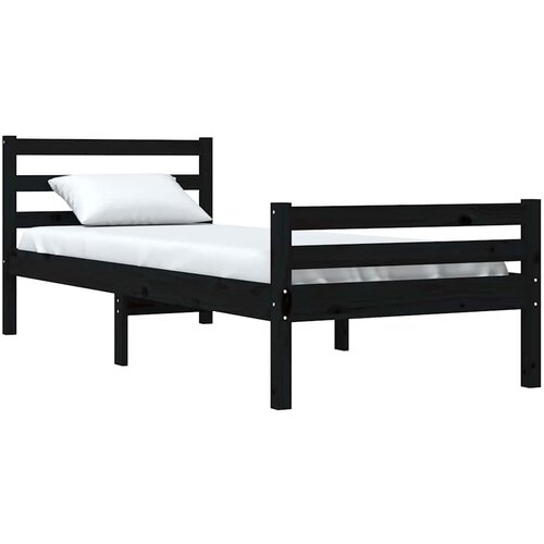  Okvir za krevet od masivnog drva crni 100 x 200 cm Slike