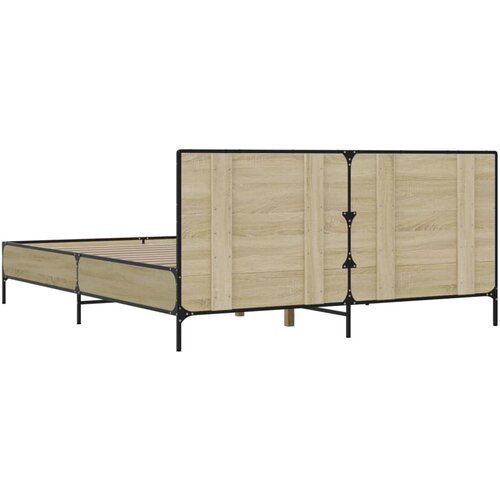  Okvir kreveta boja hrasta 120x200 cm konstruirano drvo i metal Slike