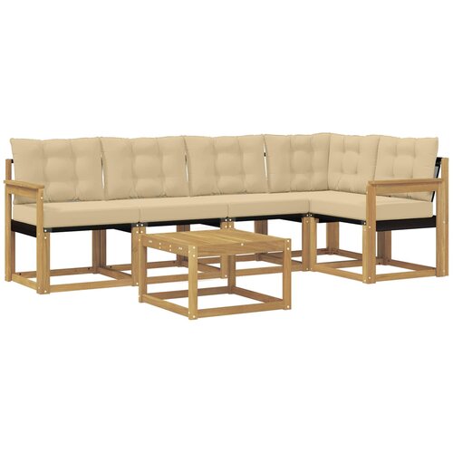 vidaXL Zunanja garnitura za sedenje z blazino 6 pcs Bela in bež, (5000272380) Cene