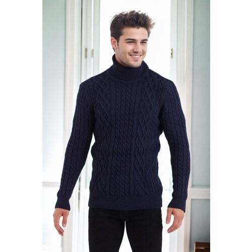 Dewberry 87325 Mens Knitted Patterned Sweater-NAVY Slike