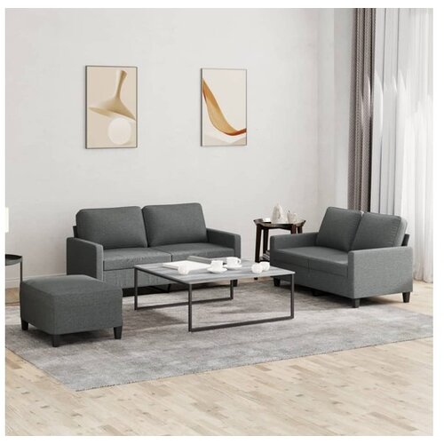 vidaXL 3-dijelni set sofa s jastucima tamnosivi od tkanine Cijene