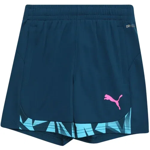 Puma Športne hlače 'IndividualFINAL' svetlo modra / petrol / roza