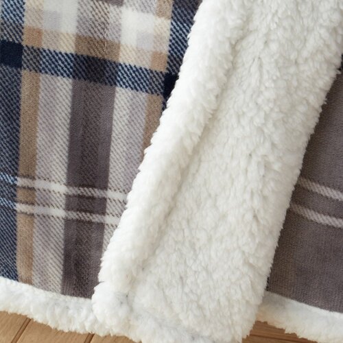Catherine Lansfield Siva deka od sherpa flisa 130x170 cm Kelso Check &amp;ndash; Slike