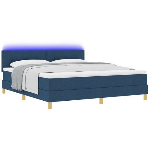vidaXL Postelja s škatlastim vzmetenjem in vzmetnico & LED modra 180x200 cm tkanina, (22082842) Cene