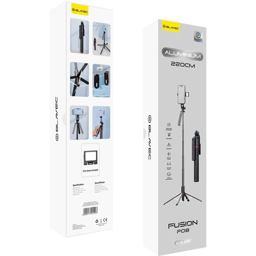 BLAVEC Selfie Stick Aluminium Fusion P08 stojalo + daljinski upravljalnik + 1 lučka - 220 cm -črn Cene