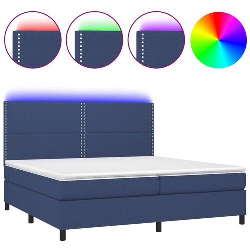 Maison Chic Box spring postelja - Vzmetna postelja z vzmetnico LED modra 200x200 cm blago SL3144, (21900501) Cene