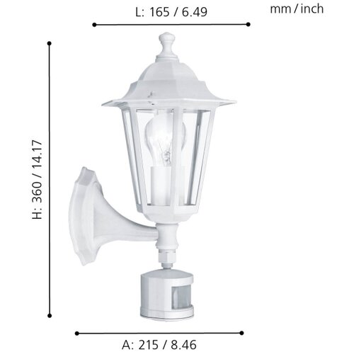 Eglo laterna 5 spoljna zidna lampa/1, e27, senzor, bela Slike
