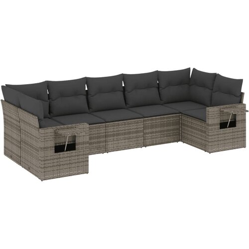 Maison Chic Seti vrtnega pohištva - Vrtna garnitura - Vrtni pohištvo set 7-delna z blazinami siv poli ratan, (21802377) Cene