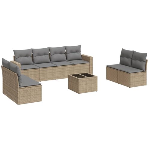 vidaXL 9-dijelni set vrtnih sofa s jastucima bež od poliratana Cijene