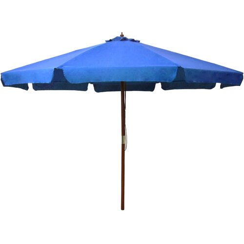  Vrtni suncobran s drvenom &scaron;ipkom 330 cm azurni Cene