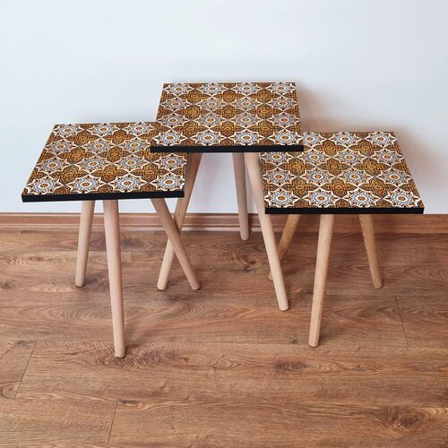 Hanah home 3Shp52 - Orange OrangeWhiteBlack Nesting Table (3 Pieces) Cene