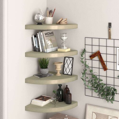 vidaXL plutajuće kutne police 4 kom boja hrasta 35 x 35 x 3,8 cm MDF Cene