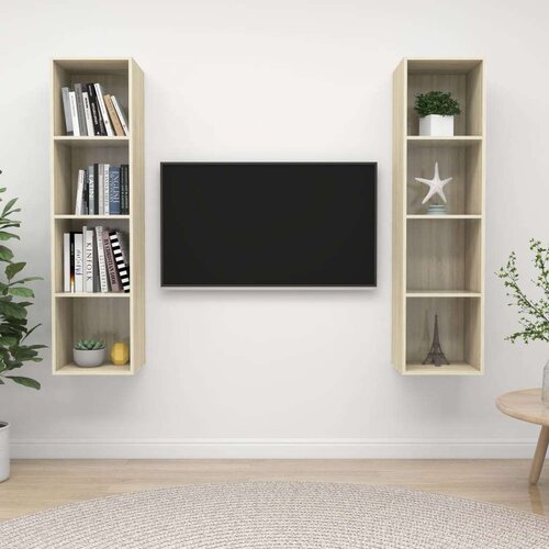  Zidni TV ormarići 2 kom boja hrasta sonome od iverice Cijene