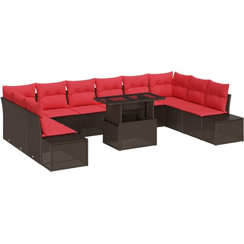 VidaXL Vrtna sedežna garnitura s shranjevanjem 11 pcs Rjava Poly ratan, (5000022483) Slike
