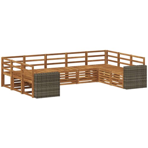  Set vanjskih sofa 9 kom. Prirodna Čvrsto drvo akacije Slike