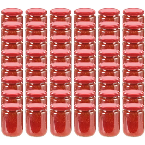  Stekleni kozarci z rdečimi pokrovi 48 kosov 230 ml