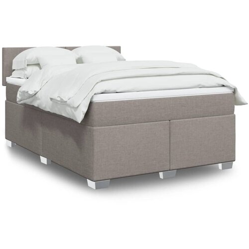 VidaXL Box spring postelja z vzmetnico taupe 160x200 cm blago Slike