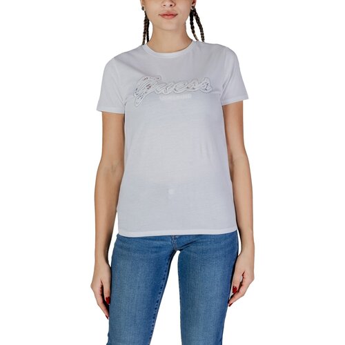 Guess Majice s kratkimi rokavi SS SCRIPT LACE LOGO W5RI08 K9RM1 Bela Slike