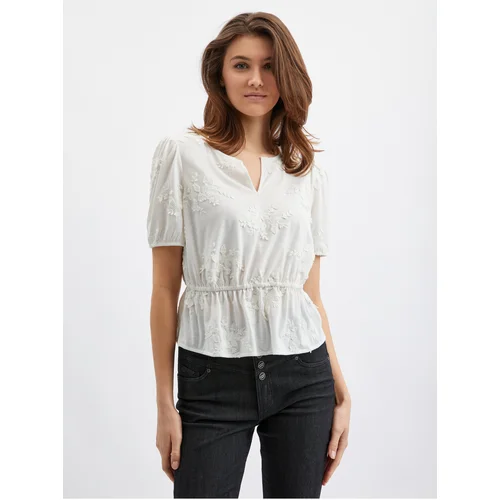 Orsay White Ladies Flowered Blouse - Women