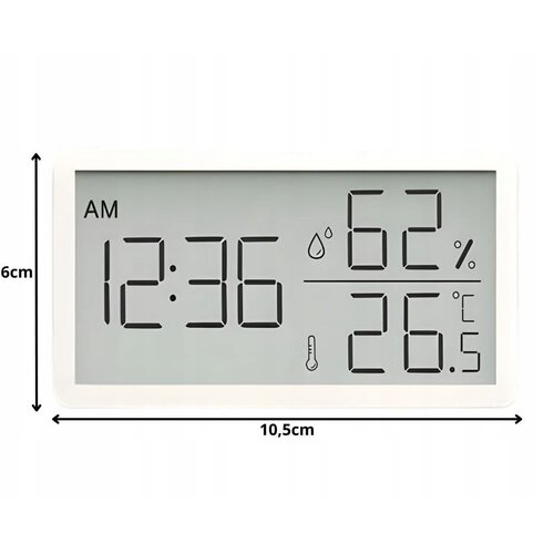  LCD termometer higrometer ura 10cm bel Slike