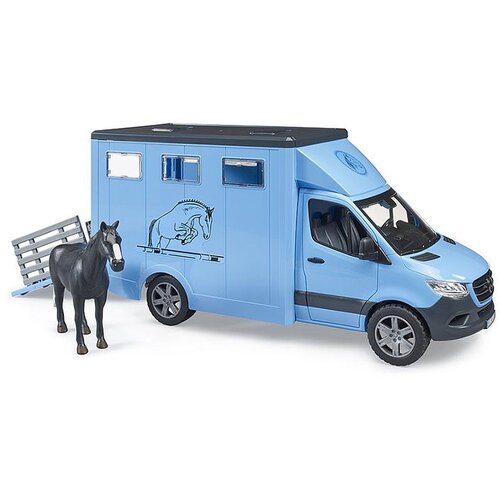 Bruder Transporter za životinje s konjem MB Sprinter 2674, Plavi Slike
