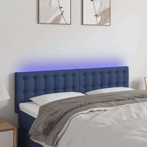  LED posteljno vzglavje modro 144x5x78/88 cm blago, (20933984) Cene