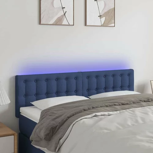  LED posteljno vzglavje modro 144x5x78/88 cm blago, (20933984)
