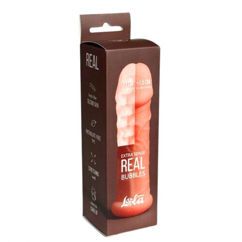 Lola games Navlaka za penis Real Extra Sense Bubbles, 13.5cm, Boja kože Cene