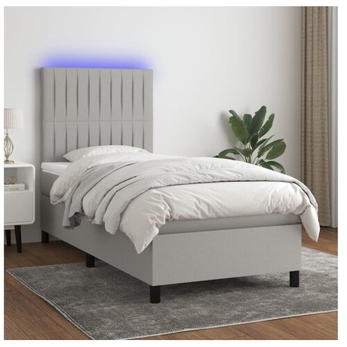  Box spring s madracem LED svjetlosivi 90x200 cm tkanina Cene