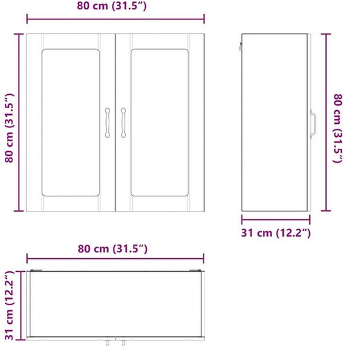 VidaXL zidni kuhinjski ormarić s policom zidne bijelo 80 x 31 x 80 cm Slike