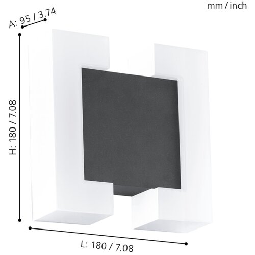 Eglo sitia spoljna zidna lampa/2, led, 2x4,8w, antracit/bela Cene