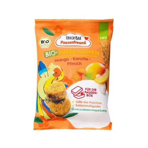 FRUCHTBAR Bio ovseni prigrizki "Pausefreund" - Mango, korenje in breskev Cene