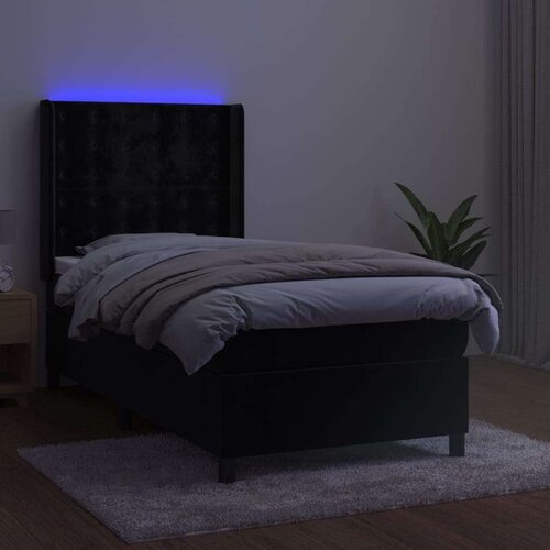 VidaXL Krevet box spring s madracem LED crni 80 x 200 cm bar&amp;scaron;unasti Slike