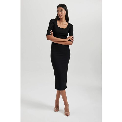 Defacto Bodycon Square Collar Camisole Midi Long Sleeve Dress Slike