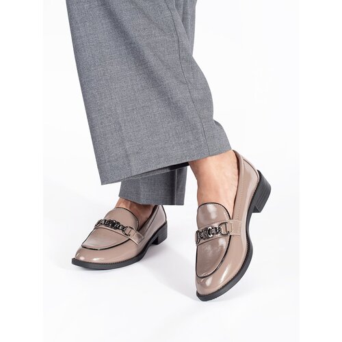 GOODIN Lacquered beige women&amp;#039;s loafers Slike