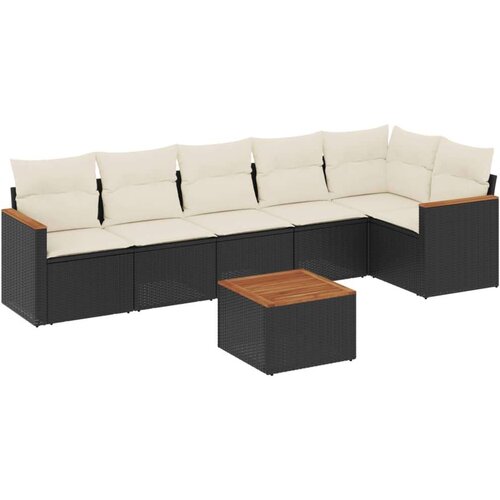  7-dijelni set vrtnih sofa od poliratana s jastucima crni Slike