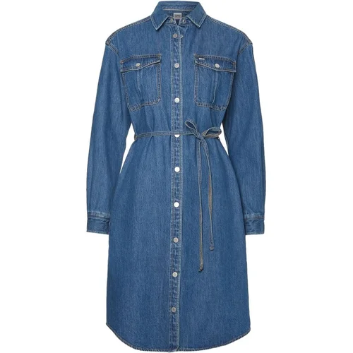 Tommy Hilfiger Jeans Tommy Jeans Dress - TJW L/S BELTED DENIM DRESS blue