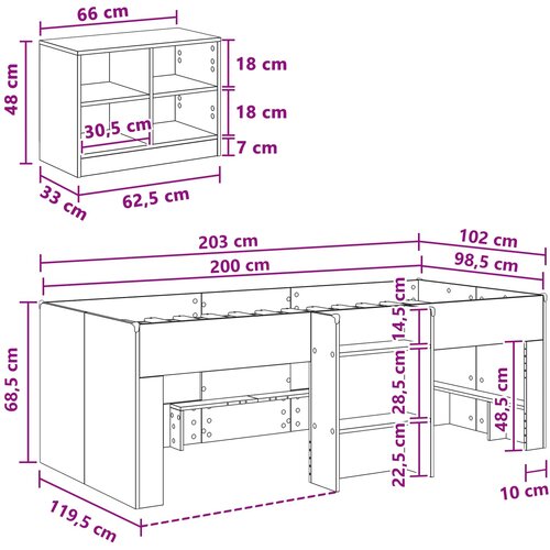  Loft krevet s ormarom 3 kom. Betonska siva Konstruirano drvo 98.5 x 200 cm Slike