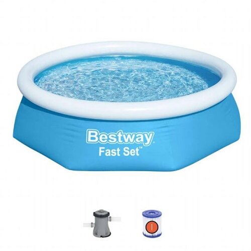  Bazen za decu sa prstenom na naduvavanje Fast set 244x61cm Bestway 57450 Cene