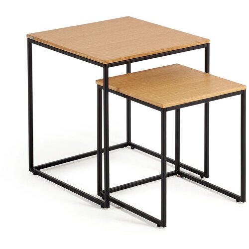 Kave Home Pomoćni stolići u setu 2 kom s pločom stola u dekoru hrasta 45x45 cm Yoana &amp;ndash; Slike