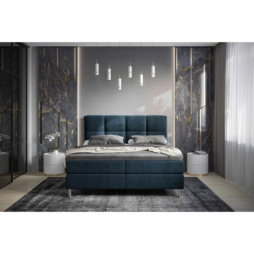 Esposa POSTELJA Z VZMETNICO 140 cm x 200 cm , tekstil temno modra Slike