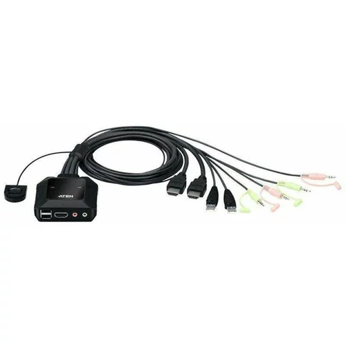 Aten KVM stikalo 2:1 mini 4K HDMI/USB/AVDIO s kabli CS22H CS22H-AT